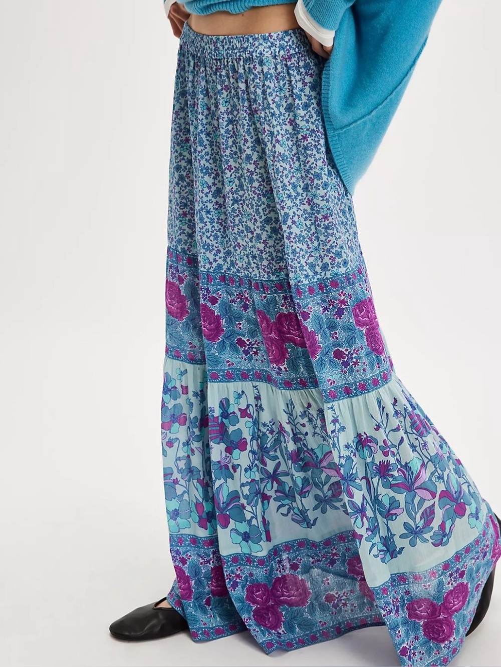 NWT! Spell Love Jetty Maxi Skirt- in Blue Nirvana Size Medium  Boho Floral